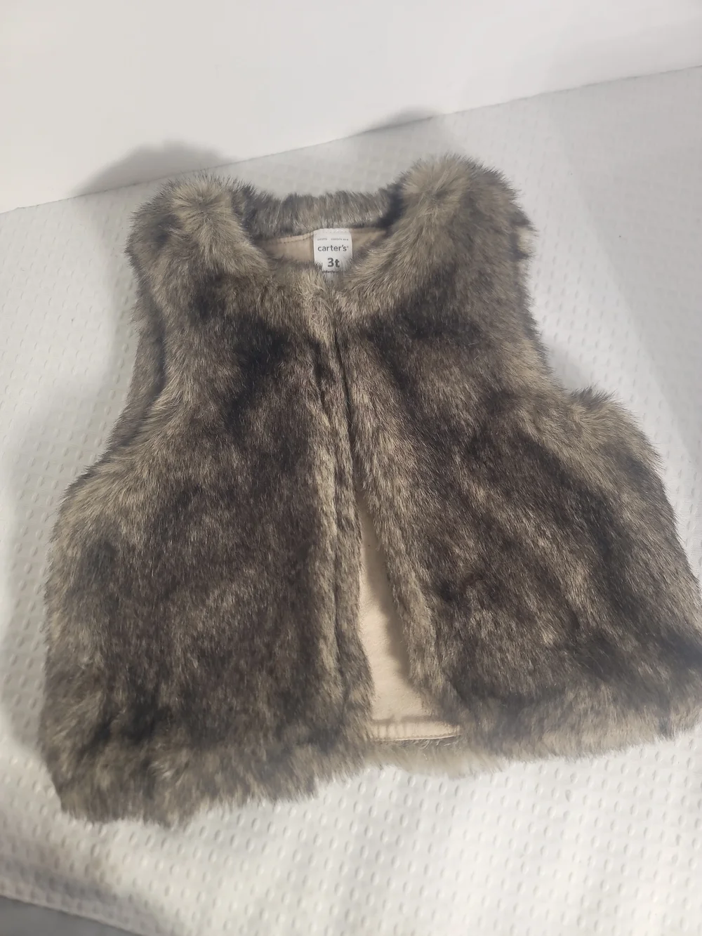 Carter's Faux Fur Vest in Brown and Gray Tones